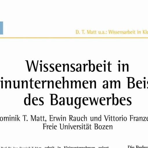 Knowledge Work in Small Enter-prises of the Building Sector